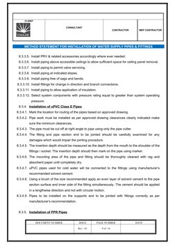 Ppr Pipe Installation Method Statement Water Supply Pipe Installation Method Statement | PDF | Pipe (Fluid ...