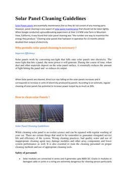 Solar Panel Cleaning Guidelines 
Solar Power plants  (https://www.yellowhaze.in/re/solar/power/)are essentially maintenance f