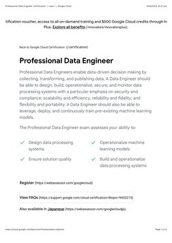 Google Cloud Professional Data Engineer Guide | PDF | Cloud Computing ...