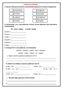 Atividades sobre Encontro Consonantal | PDF | Linguística | Voz humana