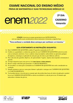 EXAME NACIONAL DO ENSINO MÉDIO 
PROVA DE MATEMÁTICA E SUAS TECNOLOGIAS MÓDULO 13