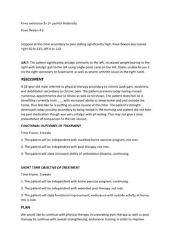Knee extension 2+ 2+ painful bilaterally 
Knee flexion 4 2 
 
Stopped at this time secondary to pain stating significantly hi