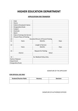 Teacher Transfer Application Form | PDF