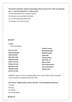 No primeiro quadrinho, quando a personagem entra em cena e diz: “Pode me emprestar 
alg...”, o uso das reticências (...) indi