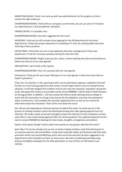 MARKETING.M/NAS: I think I can come up with new advertisements for the program so that it 
reaches the right audiences.
CHAIR