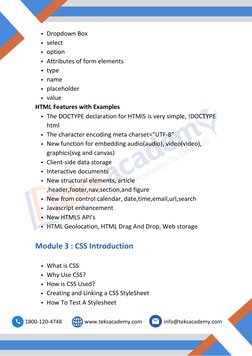 Dropdown Box 
select 
option 
Attributes of form elements 
type 
name 
placeholder 
value 
The DOCTYPE declaration for HTMl5