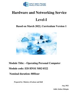 Hardware and Networking Service 
Level-I 
Based on March 2022, Curriculum Version 1