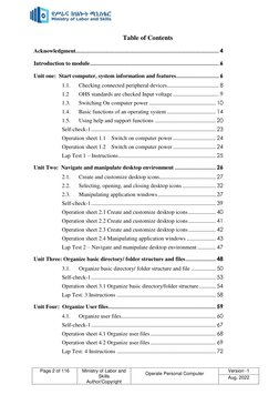 Page 2 of 116 
 
Ministry of Labor and 
Skills 
Author/Copyright 
Operate Personal Computer 
 
Version -1 
Aug, 2022 
 
Tab