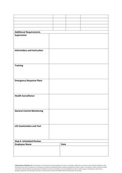 Additional Requirements
Supervision
Information and Instruction
Training
Emergency Response Plans
Health Surveillance
General