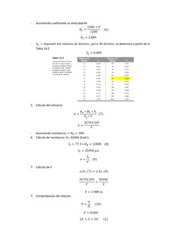 - 
Asumiendo coeficiente ce velocidad Kv 
𝐾𝑣= 1200 + 𝑉
1200
    (6) 
𝐾𝑣= 2.889 
- 
𝑌𝑝→𝑑𝑒𝑝𝑒𝑛𝑑𝑒 𝑑𝑒𝑙 𝑛ú𝑚𝑒𝑡?