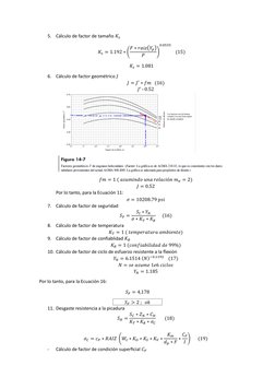 5. Cálculo de factor de tamaño 𝐾𝑠 
𝐾𝑠= 1.192 ∗(𝐹∗𝑟𝑎𝑖𝑧(𝑌𝑝)
𝑃
)
0.0535
   (15) 
𝐾𝑠= 1.081 
6. Cálculo de factor g