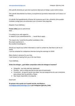 www.apruebacambridge.com  (http://www.apruebacambridge.com/)
Instagram: @nicola_linde 
 
Otro párrafo diciendo por qué eres l