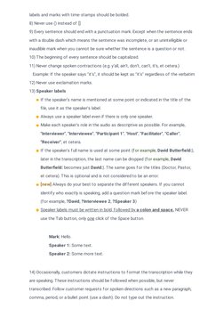 labels and marks with time-stamps should be bolded.
8) Never use () instead of []
9) Every sentence should end with a punctua