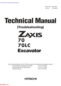 Hitachi Zaxis 70 Excavator Manual | PDF | Personal Protective