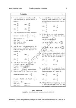 1
QUEST  TUTORIALS
Head Office : E-16/289, Sector-8, Rohini, New Delhi, Ph. 65395439
1.
6 coins are tossed simultaneously .
T
