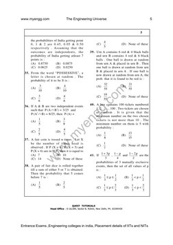5
QUEST  TUTORIALS
Head Office : E-16/289, Sector-8, Rohini, New Delhi, Ph. 65395439
the probabilities of India getting point