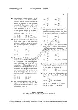 7
QUEST  TUTORIALS
Head Office : E-16/289, Sector-8, Rohini, New Delhi, Ph. 65395439
49. An unbiased coin is tossed . If the
