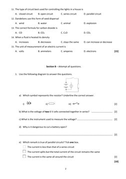 Grade 8 Science Term Test 2021/2022 | PDF | Series And Parallel ...