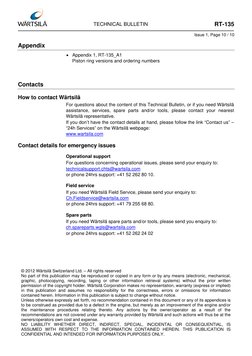 TECHNICAL BULLETIN
Issue 1, Page 10 / 10
RT-135
Appendix  
• Appendix 1, RT-135_A1  
Piston ring versions and ordering nu