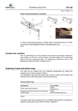TECHNICAL BULLETIN
Issue 1, Page 9 / 10
RT-135
Piston ring tensioning device, tool 94338  
 
 
 
1. Piston ring tensioning