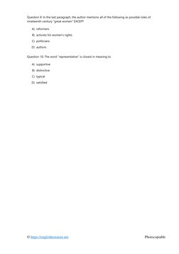 © https://englishteststore.net  (https://englishteststore.net/)
 
Photocopiable 
 
Question 9: In the last paragraph, the aut