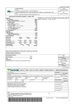 Composição da Cobrança
Taxa Condominial
72,73
Fundo de Reserva
7,27
Total
80,00
Inadimplência
Cobranças vencidas em 27/10/202
