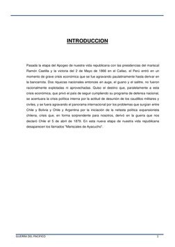 GUERRA DEL PACIFICO 
 
 
        1 
 
 
 
 
 
INTRODUCCION 
 
 
 
Pasada la etapa del Apogeo de nuestra vida repu