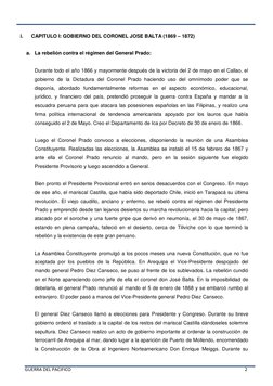 GUERRA DEL PACIFICO 
 
 
        2 
 
 
i. 
CAPITULO I: GOBIERNO DEL CORONEL JOSE BALTA (1869 – 1872) 
 
a. La re