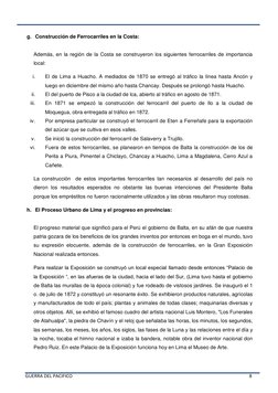 GUERRA DEL PACIFICO 
 
 
        8 
 
 
g. Construcción de Ferrocarriles en la Costa: 
 
Además, en la región de