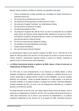 GUERRA DEL PACIFICO 
 
 
        9 
 
 
Además, durante el gobierno de Balta, se realizaron las siguientes otras