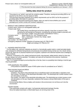 Panasonic 18650 Battery Safety Data Sheet | PDF | Rechargeable Battery ...
