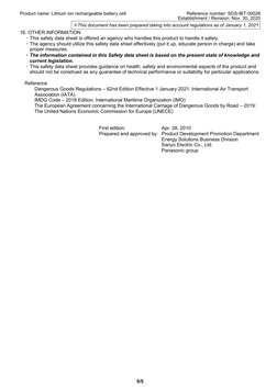 Panasonic 18650 Battery Safety Data Sheet | PDF | Rechargeable Battery ...