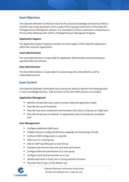 CyberArk Defender Certification Study Guide 
2 
   
© Cyber-Ark Software Ltd. | cyberark.com 
Exam Objectives 
The CyberA