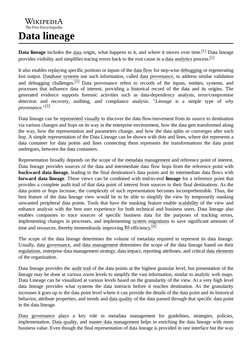 (https://en.wikipedia.org/wiki/Main_Page)Data lineage
Data lineage includes the data  (https://en.wikipedia.org/wiki/Data)or