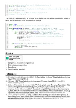 The following code-block shows an example of the higher level functionality provided nn module. A
neural network with linear
