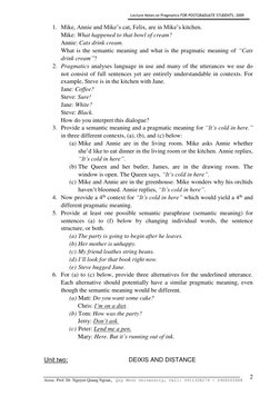 Lecture Notes on Pragmatics FOR POSTGRADUATE STUDENTS, 2009