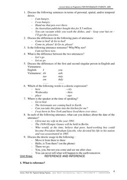 Lecture Notes on Pragmatics FOR POSTGRADUATE STUDENTS, 2009