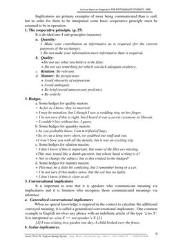 Lecture Notes on Pragmatics FOR POSTGRADUATE STUDENTS, 2009