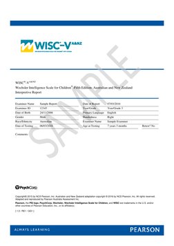 Example Wisc Report Wisc V Interpretive Sample Report | PDF | Wechsler Adult Intelligence ...