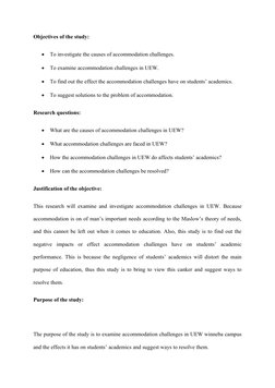 Objectives of the study:

To investigate the causes of accommodation challenges.

To examine accommodation challenges in UE