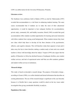 UEW is an abbreviation for the University Of Education, Winneba.
Literature review:
The Southeast Asia conference held in Mad