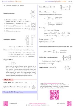 Waves Formula Sheet for Students | PDF | Waves | Harmonic