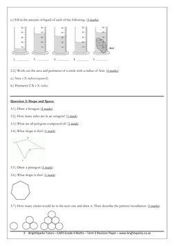 Grade 4 Term 3 Maths Revision Paper | PDF | Area | Elementary Geometry