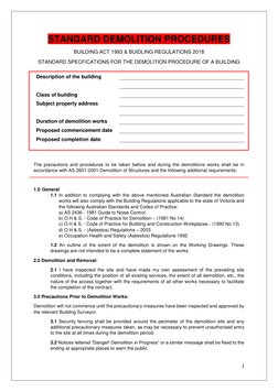 Demolition Procedures and Safety Standards | PDF | Demolition ...