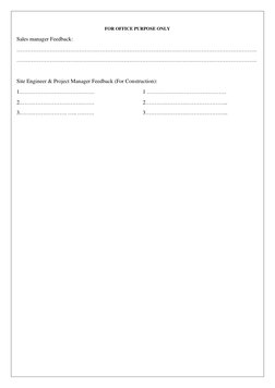 FOR OFFICE PURPOSE ONLY 
Sales manager Feedback: 
…………………………………………………………………………………………………………………. 
………………………………………………………………………