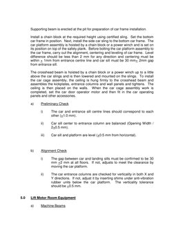Supporting beam is erected at the pit for preparation of car frame installation.
Install a chain block at the required height