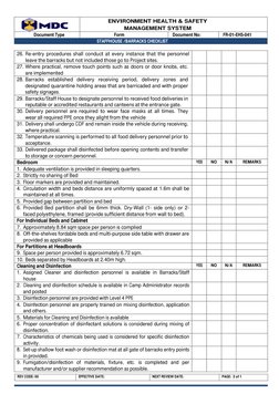 Staffhouse/Barracks Safety Checklist | PDF | Toilet | Drinking Water