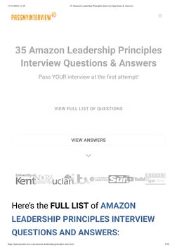 (https://passmyinterview.com/)13/11/2022, 11:29
35 Amazon Leadership Principles Interview Questions & Answers
https://passmy