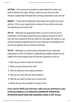 13/11/2022, 11:29
35 Amazon Leadership Principles Interview Questions & Answers
https://passmyinterview.com/amazon-leadership