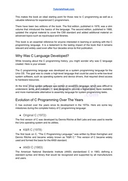 Tutorialsfreak.com (https://tutorialsfreak.com/)
This makes the book an ideal starting point for those new to C programming a